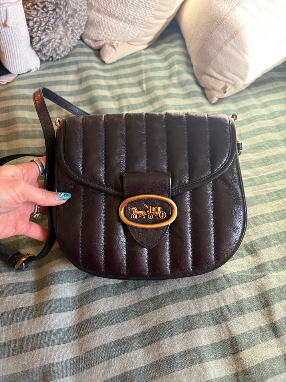 Coach Kat Quilted Leather Saddle Crossbody Bag - Black